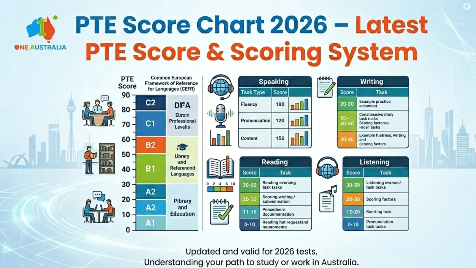 PTE Score Chart 2026 – Latest PTE Score & Scoring System